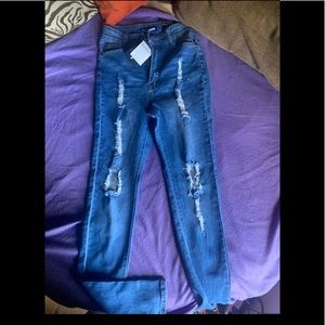 Fashion nova high waisted distressed jeans 7/8